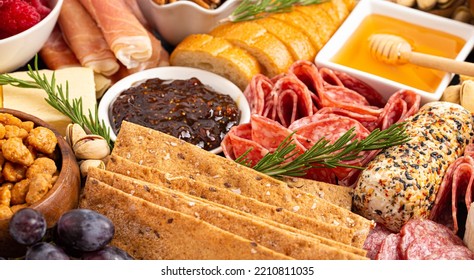 Upclose View Of A Meat Cheese And Fruit Charcuterie Board