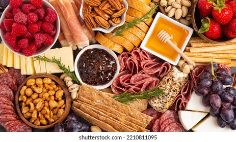 Upclose View Of A Meat Cheese And Fruit Charcuterie Board