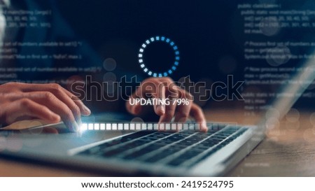 Update the software and install a new version system on the computer. The upgrade program, Business technology internet loading bar with installing the update for the quality better.