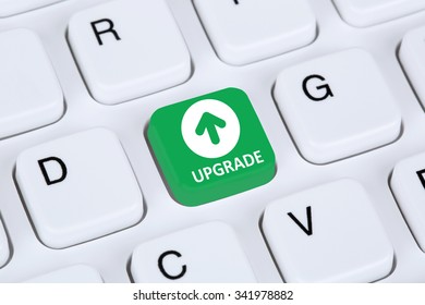 Upgrade upgrading software version program icon symbol on computer keyboard