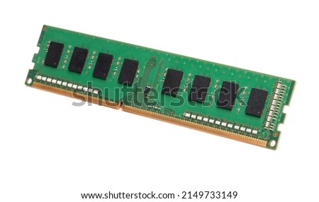 Upgrading the personal computer concept. Close up the DDR3 memory module or random access memory (RAM). 