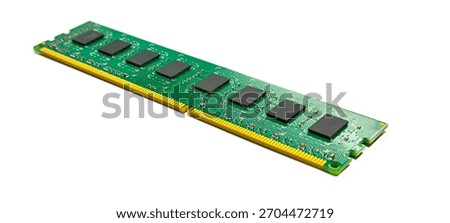 Upgrading the personal computer concept. Close up the DDR memory module or random access memory (RAM).