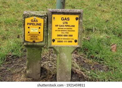 Upholland, Lancashire, UK, 21-02-2021: LTS, Gas Pipeline Marker UK