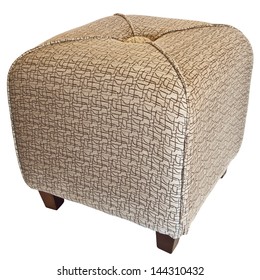 Upholstered Cube Ottoman Footrest With Wood Legs