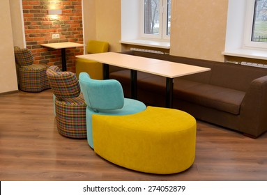 Upholstered Modular Furniture In Office Room