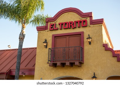 Upland, California/United States - 02/19/19: A Store Front Sign For The Tex/Mex Mexican Restaurant Known As El Torito