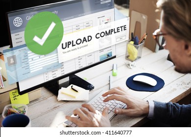 Upload Complete Data Uploading Submit Technology Concept