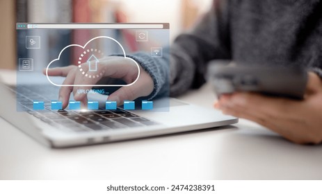 Uploading documents from a folder. An open file folder with flying blank documents represents data transfer backup, file sharing, and document transferring concepts.