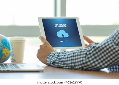 UPLOADING TECHNOLOGY CLOUD DATA CONCEPT