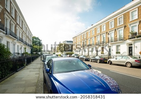 Upmarket west London street of terraced townhouses 