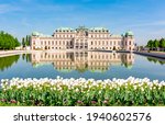 Upper Belvedere palace and gardens in spring, Vienna, Austria