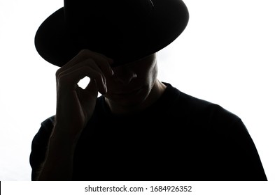 Upper body man silhouette. White background. - Shutterstock ID 1684926352