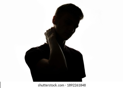 Upper Body Man Silhouette. White Background.