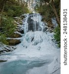 Upper Catawba Falls is frozen solid waiting for the Spring thaw.