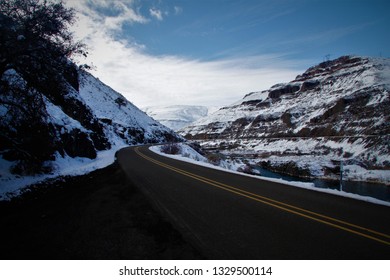 Upper Deschutes River Canyon Near Shears Falls Covered In Snow