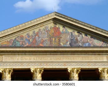 Upper Detail Of The Hall Of Art Near Heroes' Square, Budapest