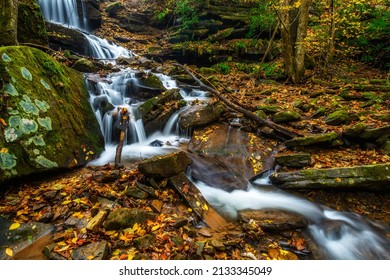 Upper Elk River tributary, Barton Mill Run waterfall,  Webster County, West Virginia, USA