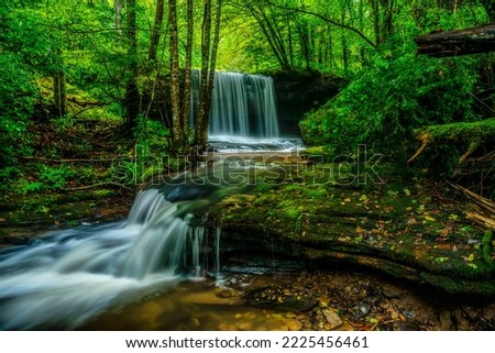 Upper Elk River tributary, Barton Mill Run waterfall,  Webster County, West Virginia, USA