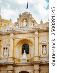 Upper facade of La Merced church, Antigua Guatemala