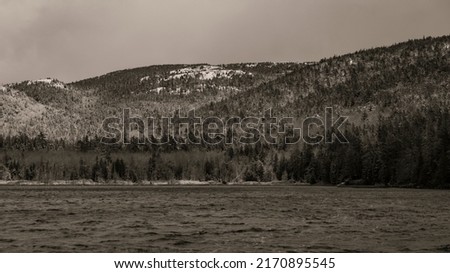 Upper Hadlock Pond in Acadia National Park, Maine. Black and White 