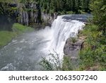 Upper Mesa Falls waterfall in Idaho during the summer