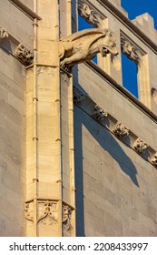 Upper Part And Gargoyle Of The Old Lonja, Or Trading Market, Of Palma, Mallorca, Spain, 15th Century, Gothic Style