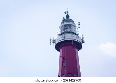 Upper part of lighthouse "Vuurbaak van Scheveningen" in the fishing town of Scheveningen near the city of The Hague, Holland