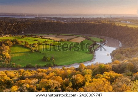 Upper wyndcliff, river wye and severn estuary, wye valley, monmouthshire, wales, united kingdom, europe