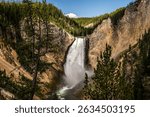 Upper Yellowstone Falls Tumbles Over Cliffs in Summer from the North Rim