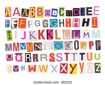 Uppercase magazine cutouts isolated to make your own words- see also my lowercase letters - Shutterstock ID 802231