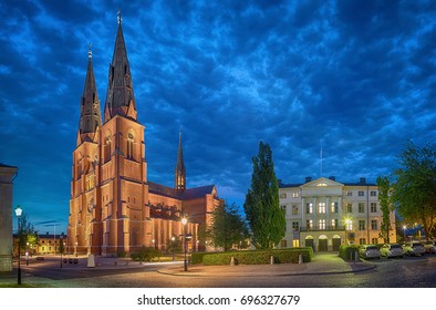 Uppsala Cathedral in the evening, Uppsala, Sweden (HDR effect)