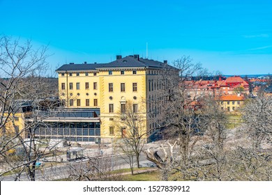 UPPSALA, SWEDEN, APRIL 22, 2019: Aerial View Of The Uppsala University Library In Sweden