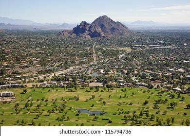 Upscale golf course and homes near Camelback Mountain
