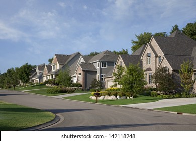 Upscale houses on a suburban street in the USA