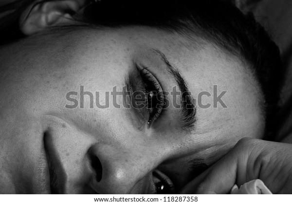 Upset Crying Woman Black White Sad Stock Photo Edit Now