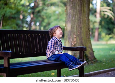 Upset little baby boy crying outdoors. Toddler having tantrum in the park - Shutterstock ID 583750435