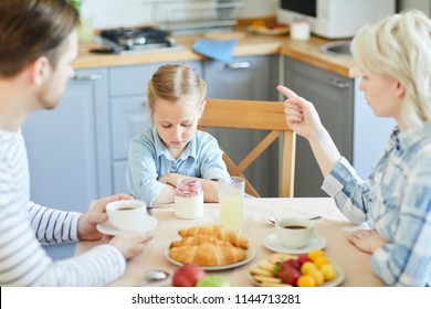 Upset Little Girl Sitting By Served Stock Photo 1144713281 | Shutterstock