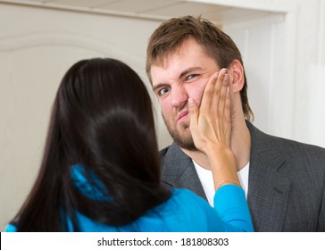 Upset Woman Slap Her Partner