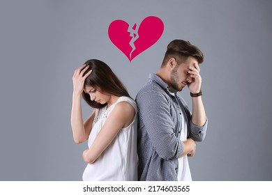 Upset Young Couple Illustration Broken Heart Stock Photo 2174603565 ...