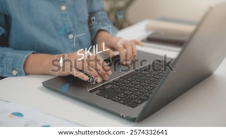 Upskill and personal development concept. employee upskill or reskill, kill training, education, learning, ability, knowledge, and competency for digital transformation.