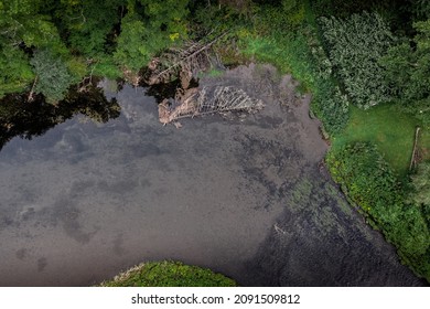 Upstate New York River Systems Shot From Above On A Drone. 