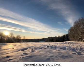 Upstate New York Winter Snow Covered Field