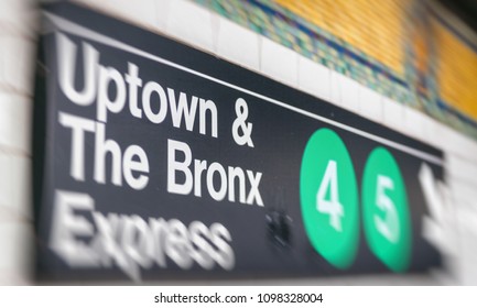 Uptown And Bronx Subway Signs, New York