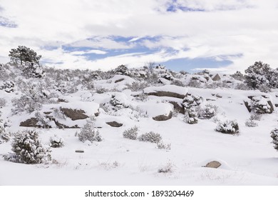 Upward Hill Covered With Snow With Blue Sky.