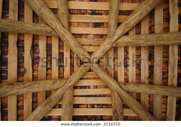 Upward View Pine Timber Framed Square Royalty Free Stock Image