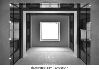 Upward View To Roof Window, Modern Architecture Geometric Shapes