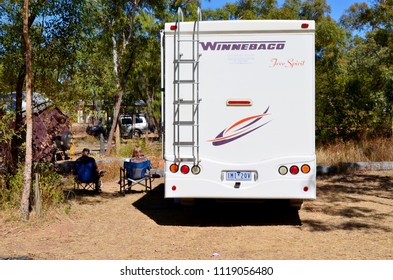 Uranda, Queensland, Australia, June 19th 2018, Large Motorhome RV At Campsite