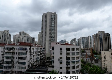 Urban Architecture Before Typhoon In Shanghai