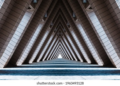 urban architecture tunnel , triangle shape   corridor - - Shutterstock ID 1963493128