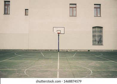 Urban Basketball Court With No People